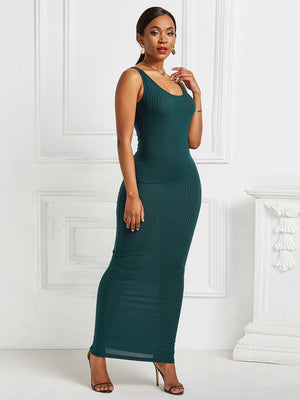 Scoop Neck Wide Strap Maxi Dress - The Ebonee Kouture Experience Handbag Shop