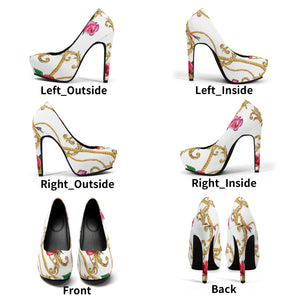 White Rose 5in High Heels - The Ebonee Kouture Experience Handbag Shop