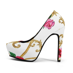 White Rose 5in High Heels - The Ebonee Kouture Experience Handbag Shop