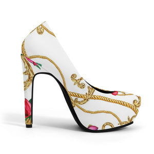 White Rose 5in High Heels - The Ebonee Kouture Experience Handbag Shop