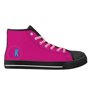 Pink Kisses High Top Canvas Shoes - The Ebonee Kouture Experience Handbag Shop