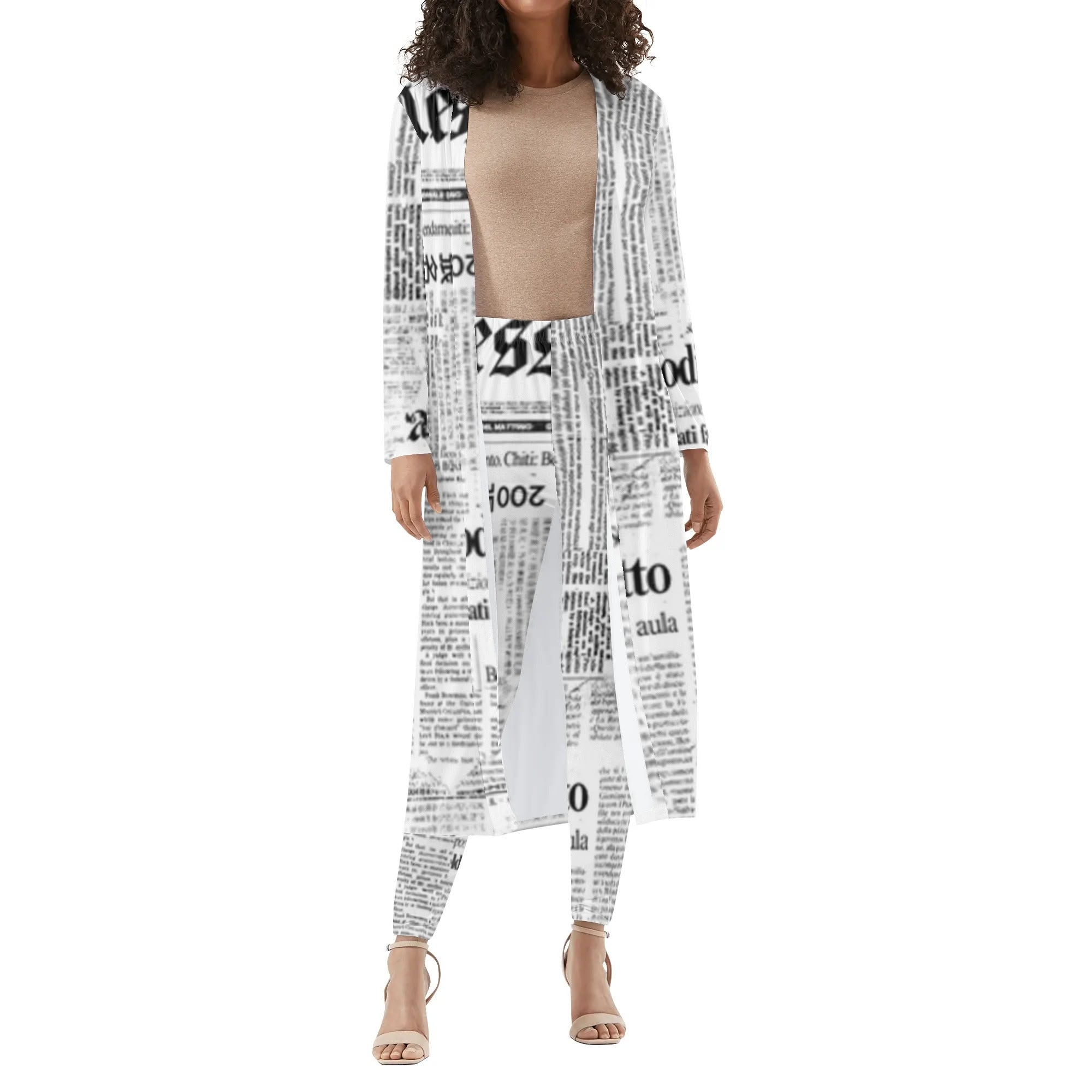 Newsprint Sleeve Cardigan and Leggings Sets - The Ebonee Kouture Experience Handbag Shop