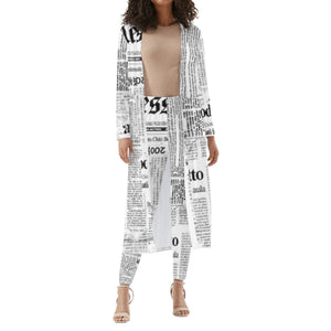 Newsprint Sleeve Cardigan and Leggings Sets - The Ebonee Kouture Experience Handbag Shop