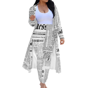 Newsprint Sleeve Cardigan and Leggings Sets - The Ebonee Kouture Experience Handbag Shop