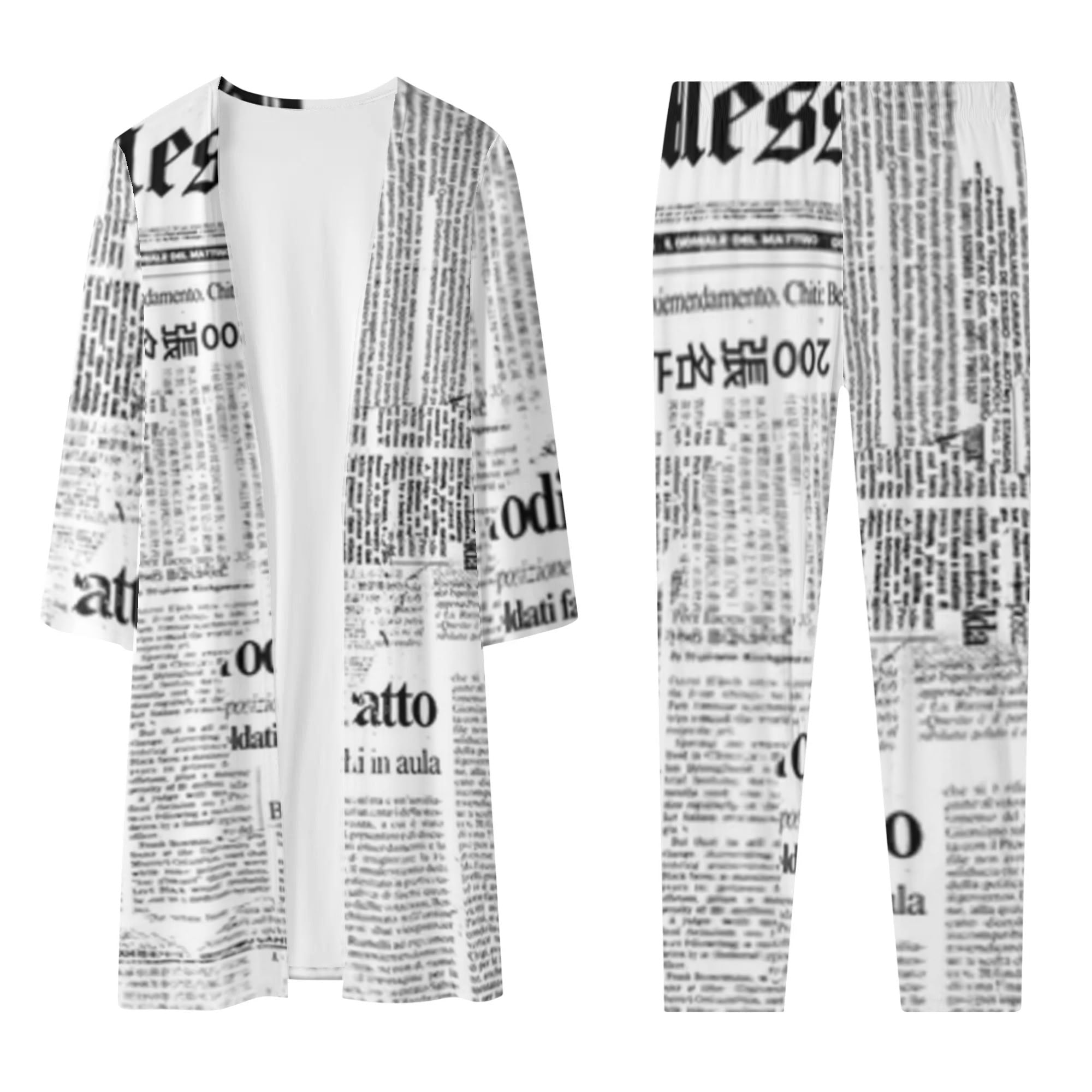 Newsprint Sleeve Cardigan and Leggings Sets - The Ebonee Kouture Experience Handbag Shop