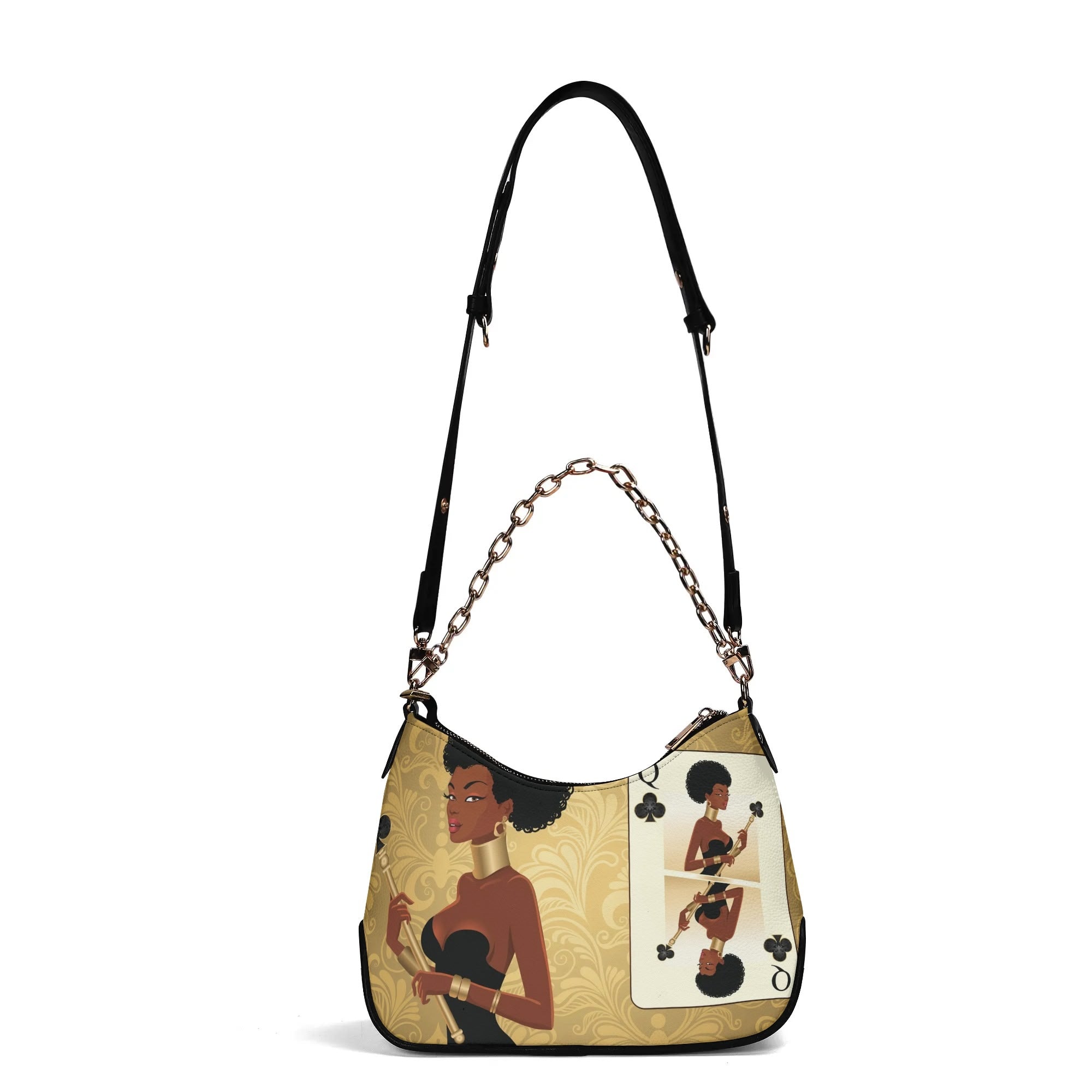 Spades Queen Shoulder Bag With Chain - The Ebonee Kouture Experience Handbag Shop