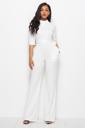 Deja’Nae Tie-Waist Half Sleeve Jumpsuit - The Ebonee Kouture Experience Handbag Shop