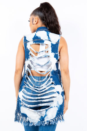 Ripped Denim Vest - The Ebonee Kouture Experience Handbag Shop