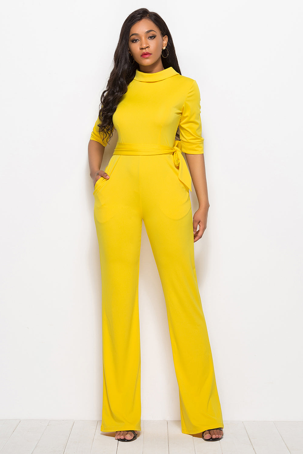 Deja’Nae Tie-Waist Half Sleeve Jumpsuit - The Ebonee Kouture Experience Handbag Shop