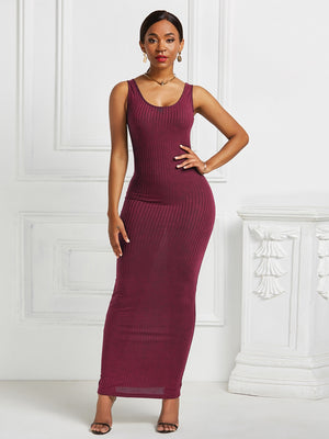 Scoop Neck Wide Strap Maxi Dress - The Ebonee Kouture Experience Handbag Shop