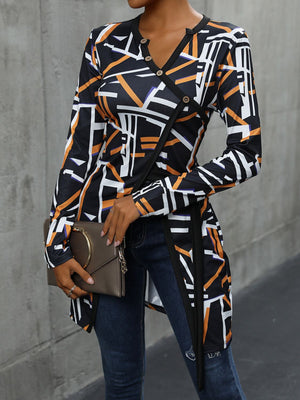 Geometric Long Sleeve T-Shirt - The Ebonee Kouture Experience Handbag Shop