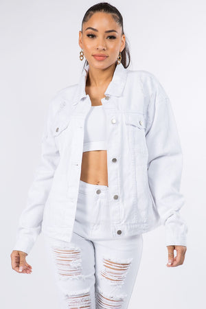 Distressed Hollywood Denim Jacket - The Ebonee Kouture Experience Handbag Shop