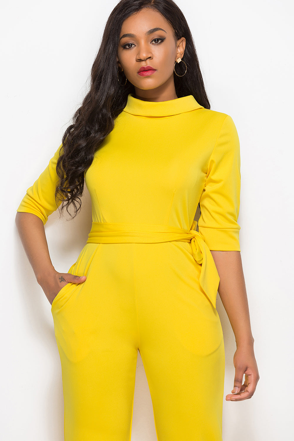 Deja’Nae Tie-Waist Half Sleeve Jumpsuit - The Ebonee Kouture Experience Handbag Shop