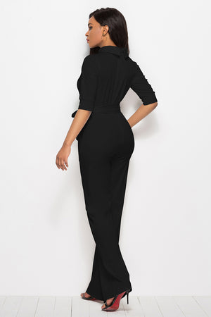 Deja’Nae Tie-Waist Half Sleeve Jumpsuit - The Ebonee Kouture Experience Handbag Shop