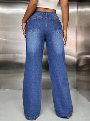 Wide Leg Jeans with Pockets - The Ebonee Kouture Experience Handbag Shop