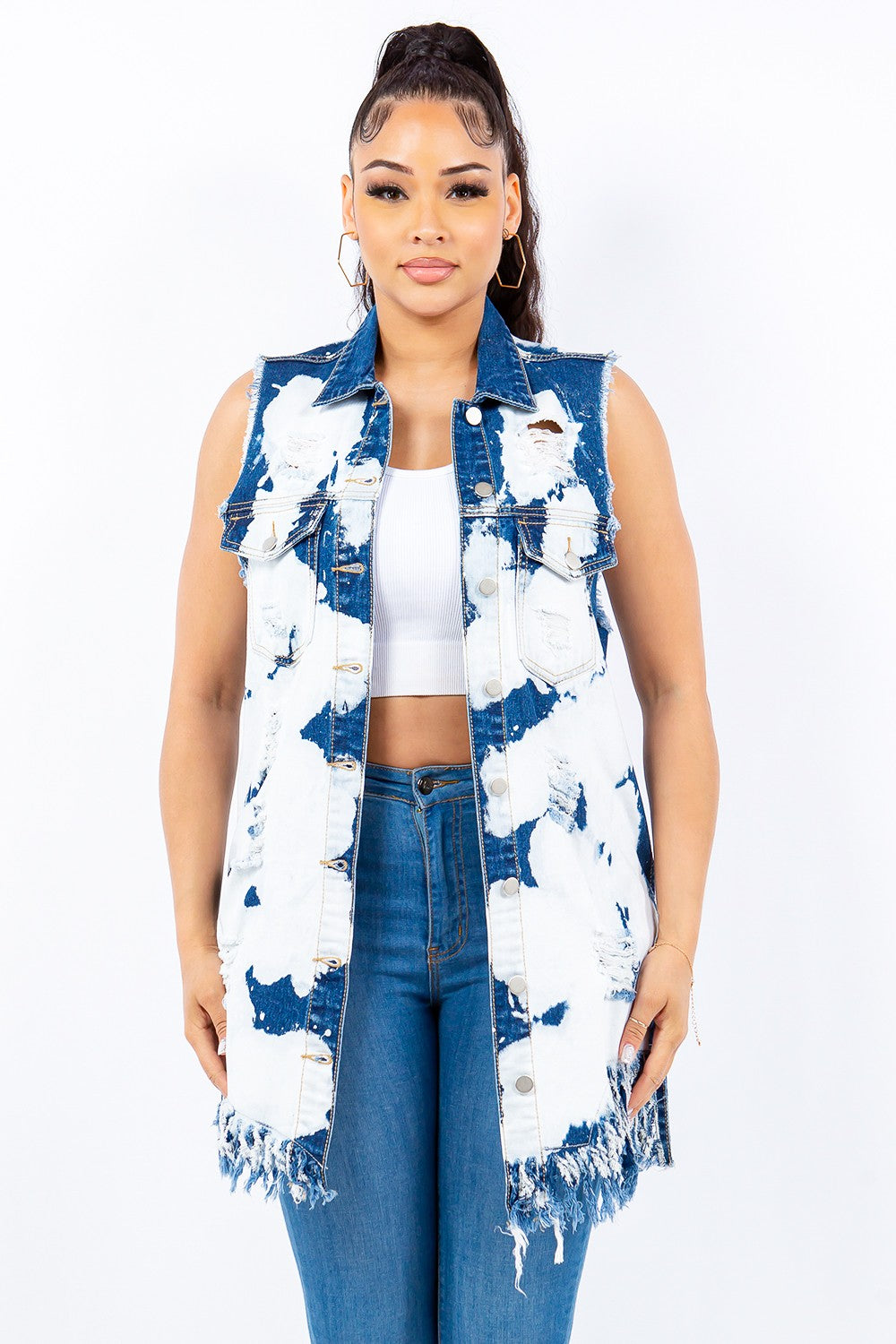 Ripped Denim Vest - The Ebonee Kouture Experience Handbag Shop