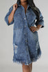 Distressed Raw Hem Button Up Denim Dress - The Ebonee Kouture Experience Handbag Shop