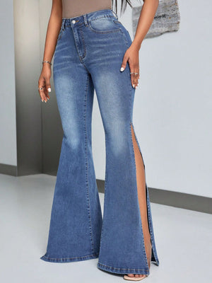 Slit Flare Jeans - The Ebonee Kouture Experience Handbag Shop