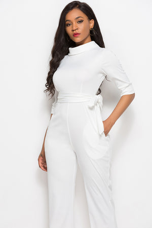 Deja’Nae Tie-Waist Half Sleeve Jumpsuit - The Ebonee Kouture Experience Handbag Shop