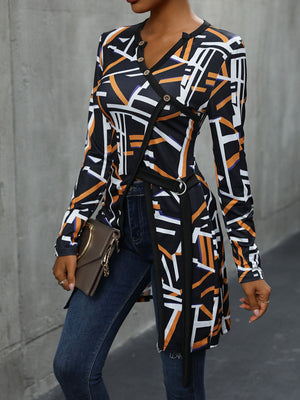 Geometric Long Sleeve T-Shirt - The Ebonee Kouture Experience Handbag Shop