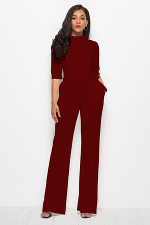 Deja’Nae Tie-Waist Half Sleeve Jumpsuit - The Ebonee Kouture Experience Handbag Shop