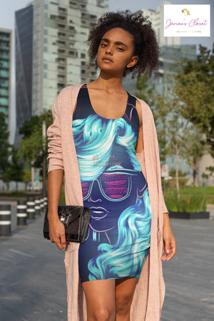 Aqua Girl Women's Midi Bodycon Dress - The Ebonee Kouture Experience Handbag Shop