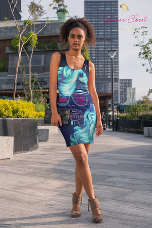 Aqua Girl Women's Midi Bodycon Dress - The Ebonee Kouture Experience Handbag Shop