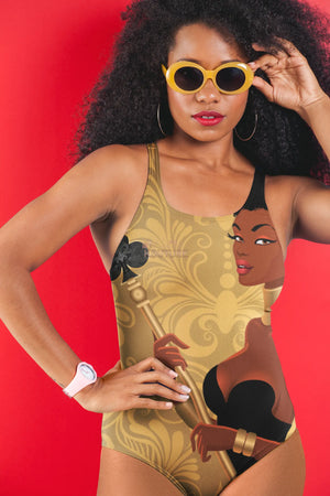 Black Queen Card Women's One-Piece Swimsuit - The Ebonee Kouture Experience Handbag Shop