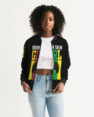 Brown Skin Girl Bomber Jacket - The Ebonee Kouture Experience Handbag Shop