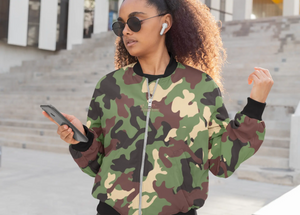 Camouflage Women's Bomber Jacket - The Ebonee Kouture Experience Handbag Shop