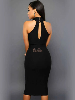 Cutout Grecian Neck Dress - The Ebonee Kouture Experience Handbag Shop