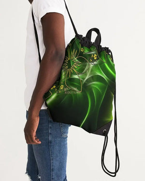 Emerald Gold Canvas Drawstring Bag - The Ebonee Kouture Experience Handbag Shop