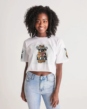 Good Morning Black Queen Women's Lounge Cropped Tee - The Ebonee Kouture Experience Handbag Shop