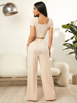 Ivory Top and Pants Set - The Ebonee Kouture Experience Handbag Shop