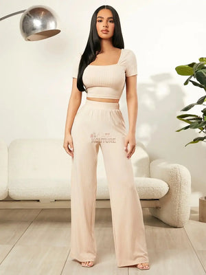 Ivory Top and Pants Set - The Ebonee Kouture Experience Handbag Shop