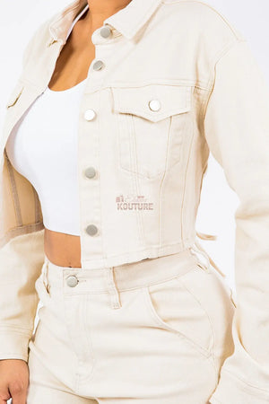 Laced Back Cropped Jacket - The Ebonee Kouture Experience Handbag Shop