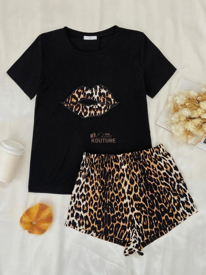 Leopard Lip Print Lounge Set