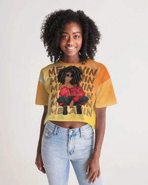 Melanated Sista Women's Lounge Cropped Tee - The Ebonee Kouture Experience Handbag Shop