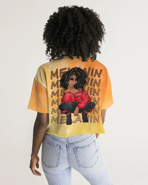 Melanated Sista Women's Lounge Cropped Tee - The Ebonee Kouture Experience Handbag Shop