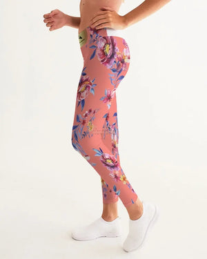 Pink Sea of Flowers Women's Leggings - The Ebonee Kouture Experience Handbag Shop