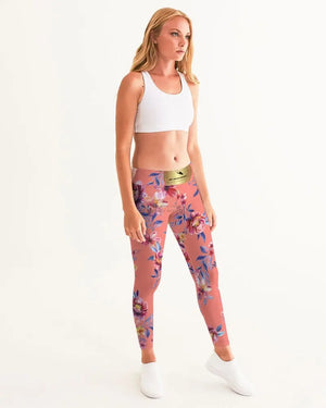 Pink Sea of Flowers Women's Leggings - The Ebonee Kouture Experience Handbag Shop