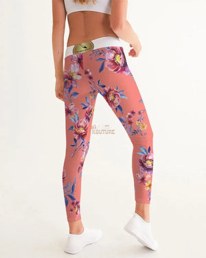 Pink Sea of Flowers Women's Leggings - The Ebonee Kouture Experience Handbag Shop