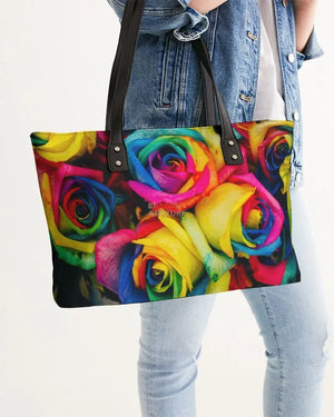 Rainbow of Roses Stylish Tote - The Ebonee Kouture Experience Handbag Shop