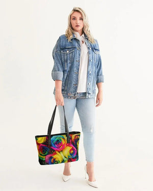 Rainbow of Roses Stylish Tote - The Ebonee Kouture Experience Handbag Shop