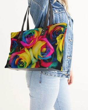 Rainbow of Roses Stylish Tote - The Ebonee Kouture Experience Handbag Shop