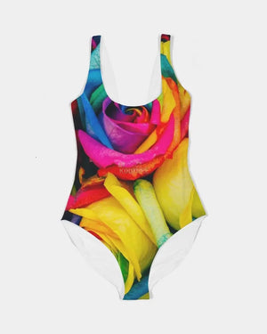 Rainbow of Roses Women's One-Piece Swimsuit - The Ebonee Kouture Experience Handbag Shop