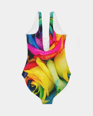 Rainbow of Roses Women's One-Piece Swimsuit - The Ebonee Kouture Experience Handbag Shop