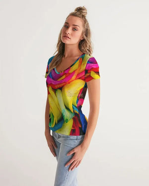 Rainbow of Roses Women's V-Neck Tee Janae's Closet Boutique Shop