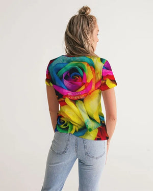 Rainbow of Roses Women's V-Neck Tee Janae's Closet Boutique Shop