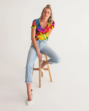 Rainbow of Roses Women's V-Neck Tee Janae's Closet Boutique Shop